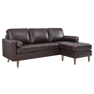 Modway Valour 78&quot Modern Style Leather Apartment Sectional Sofa in Brown