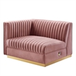 Modway Sanguine Velvet and Stainless Steel Left-Arm Chair in Dusty Rose