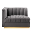 Modway Sanguine Velvet and Stainless Steel Left-Arm Chair in Gray