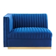 Modway Sanguine Velvet and Stainless Steel Left-Arm Chair in Navy