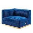 Modway Sanguine Velvet and Stainless Steel Left-Arm Chair in Navy