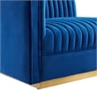 Modway Sanguine Velvet and Stainless Steel Left-Arm Chair in Navy