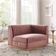 Modway Sanguine Velvet and Stainless Steel Right-Arm Chair in Dusty Rose