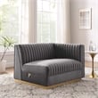 Modway Sanguine Velvet and Stainless Steel Right-Arm Chair in Gray