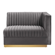 Modway Sanguine Velvet and Stainless Steel Right-Arm Chair in Gray