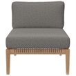 Modway Clearwater Teak Wood Fabric Outdoor Sofa in Gray/Graphite