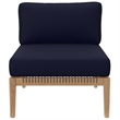 Modway Clearwater Teak Wood Fabric Outdoor Sofa in Gray/Navy
