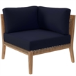 Modway Clearwater Teak Wood Fabric Outdoor Sofa in Gray/Navy