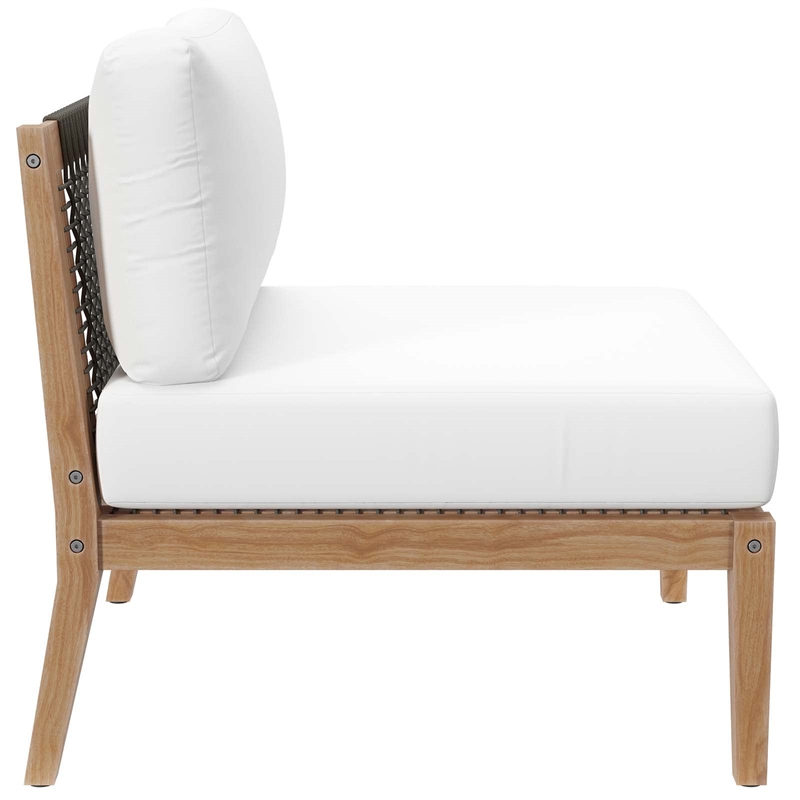 Modway Clearwater Teak Wood Fabric Outdoor Sofa in Gray/White