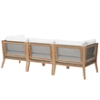 Modway Clearwater Teak Wood Fabric Outdoor Sofa in Gray/White