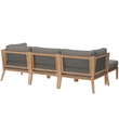 Modway Clearwater 4-Piece Wood Fabric Outdoor Sectional Sofa in Gray/Graphite