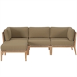 Modway Clearwater 4-Piece Wood Fabric Outdoor Sectional Sofa in Gray/Light Brown