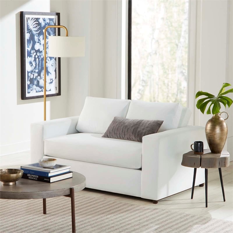 Modway Avendale Modern Style Performance Velvet Loveseat in Dove/White