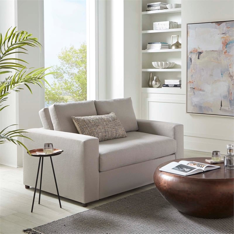 Modway Avendale Linen Blend and Polyester Fabric Loveseat in Flint Gray