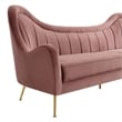 Modway Cheshire Performance Velvet and Stainless Steel Sofa in Dusty Rose
