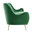 Modway Cheshire Performance Velvet and Stainless Steel Sofa in Emerald Green