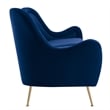 Modway Cheshire Performance Velvet and Stainless Steel Sofa in Navy