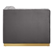 Modway Sanguine Velvet and Stainless Steel Right Corner Chair in Gray