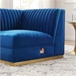 Modway Sanguine Velvet and Stainless Steel Right Corner Chair in Navy Blue