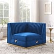 Modway Sanguine Velvet and Stainless Steel Right Corner Chair in Navy Blue