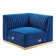 Modway Sanguine Velvet and Stainless Steel Right Corner Chair in Navy Blue