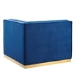 Modway Sanguine Velvet and Stainless Steel Right Corner Chair in Navy Blue