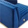 Modway Sanguine Velvet and Stainless Steel Right Corner Chair in Navy Blue