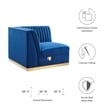 Modway Sanguine Velvet and Stainless Steel Right Corner Chair in Navy Blue