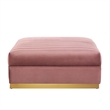 Modway Sanguine Velvet and Stainless Steel Ottoman in Dusty Rose