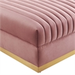 Modway Sanguine Velvet and Stainless Steel Ottoman in Dusty Rose