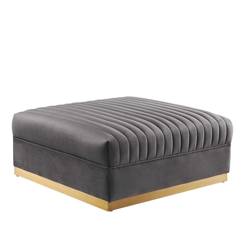 Modway Sanguine Modern Style Velvet and Stainless Steel Ottoman in Gray