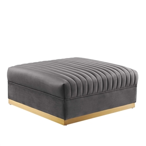 Modway Sanguine Modern Style Velvet and Stainless Steel Ottoman in Gray