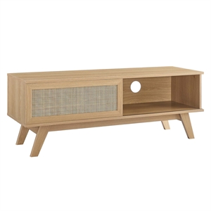 Modway Soma 47&quot Modern Style Natural Rattan and MDF Wood TV Stand in Oak