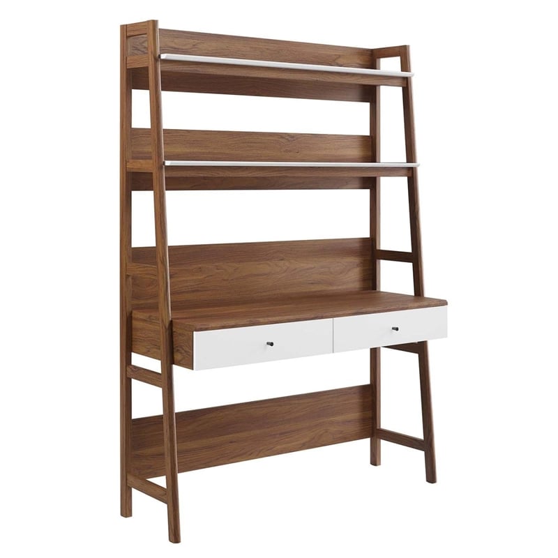 Modway Bixby Particleboard and MDF Office Desk in Walnut/White