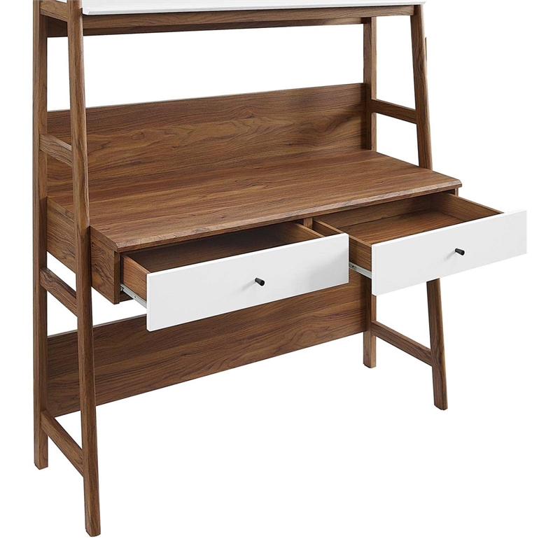Modway Bixby Particleboard and MDF Office Desk in Walnut/White
