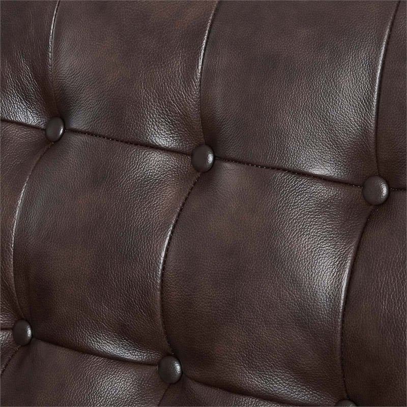 Modway Exalt Modern Style Tufted Vegan Leather Loveseat in Brown