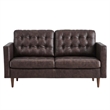 Modway Exalt Modern Style Tufted Vegan Leather Loveseat in Brown