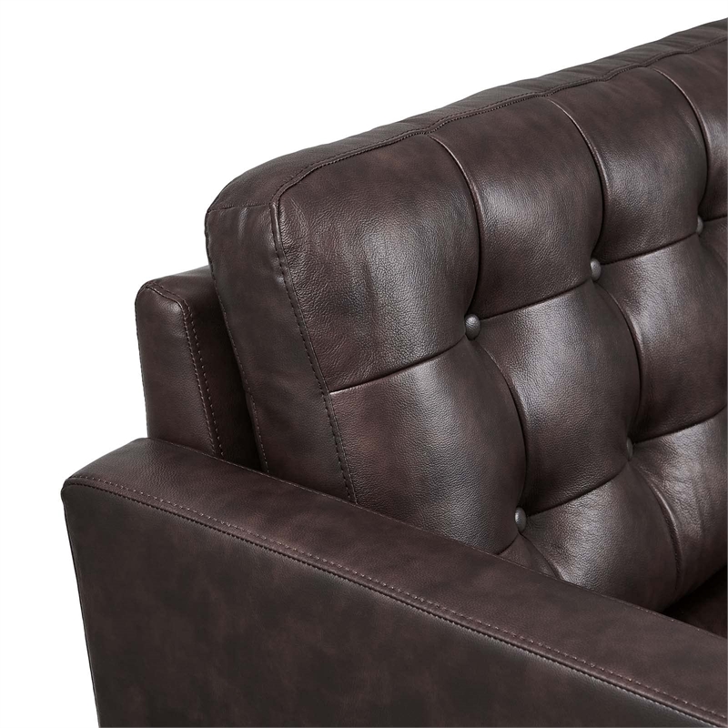 Modway Exalt Modern Style Tufted Vegan Leather Loveseat in Brown