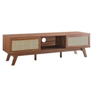 Modway Soma 60&quot Natural Rattan and MDF Wood TV Stand in Walnut