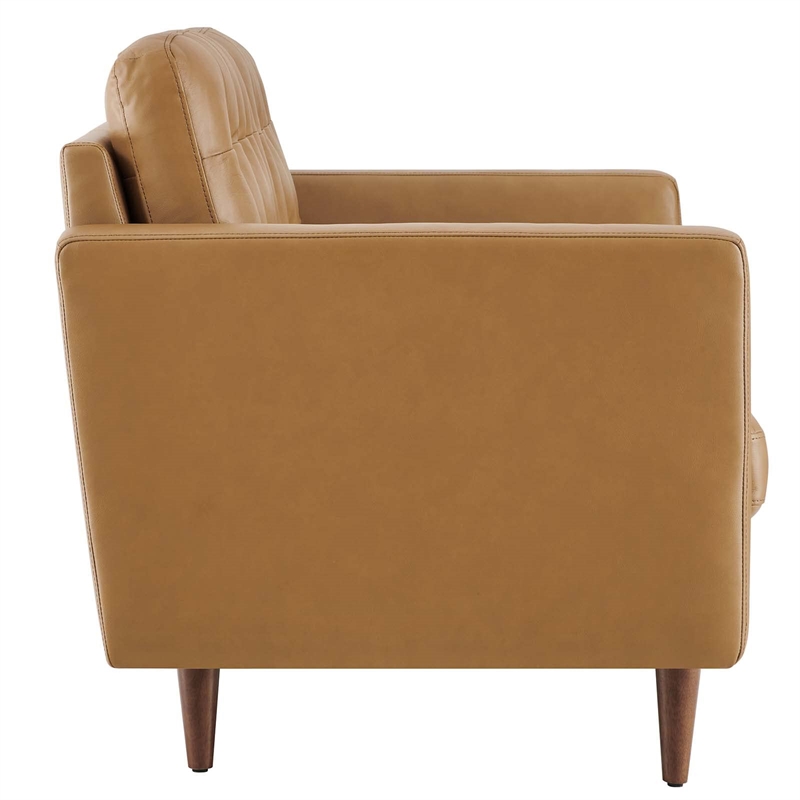 Modway Exalt Modern Style Tufted Vegan Leather Loveseat in Tan