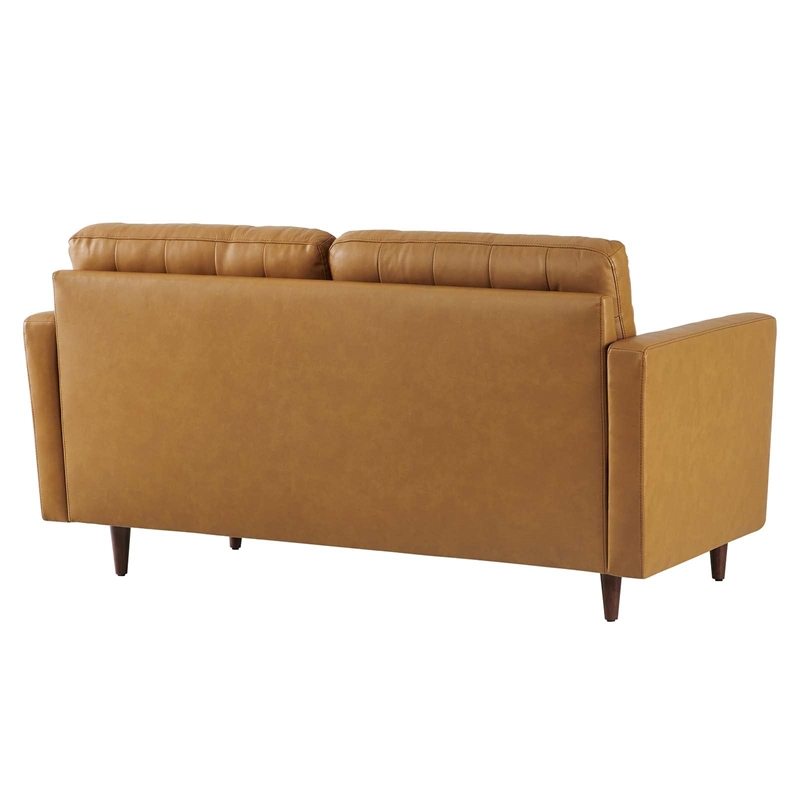 Modway Exalt Modern Style Tufted Vegan Leather Loveseat in Tan