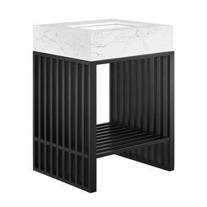 Modway Gridiron 24&quot Modern Style Metal Bathroom Vanity in White/Black