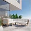 Modway Clearwater 6-Piece Wood Fabric Outdoor Sectional Sofa in White/Gray