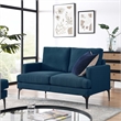 Modway Evermore Metal and Upholstered Fabric Loveseat in Azure Blue