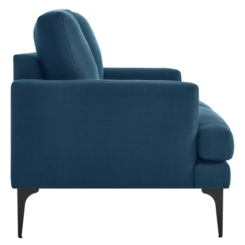 Modway Evermore Metal and Upholstered Fabric Loveseat in Azure Blue