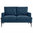 Modway Evermore Metal and Upholstered Fabric Loveseat in Azure Blue