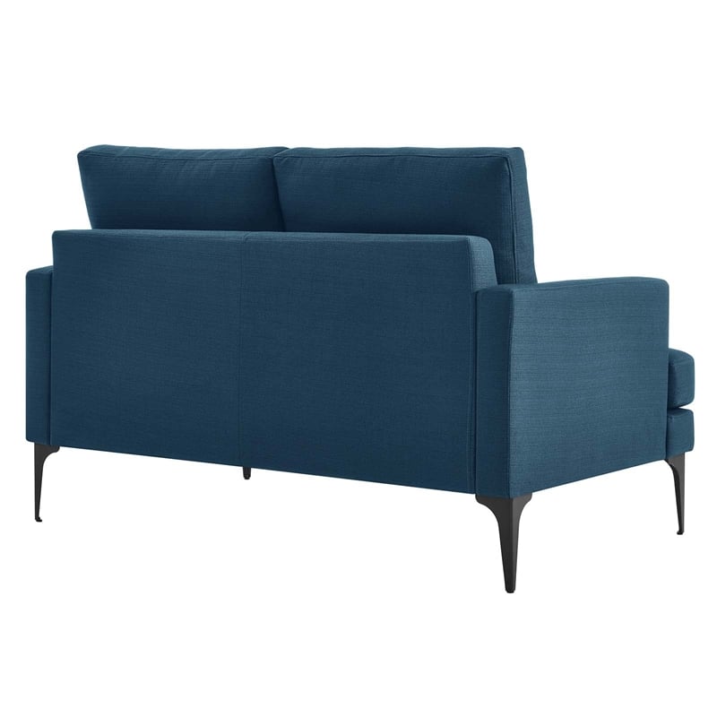 Modway Evermore Metal and Upholstered Fabric Loveseat in Azure Blue