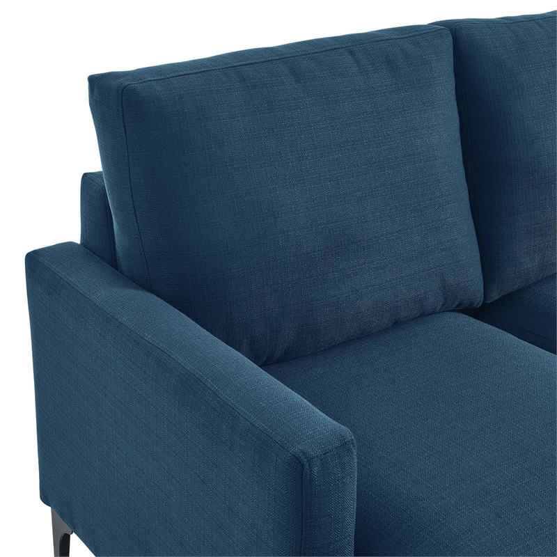 Modway Evermore Metal and Upholstered Fabric Loveseat in Azure Blue