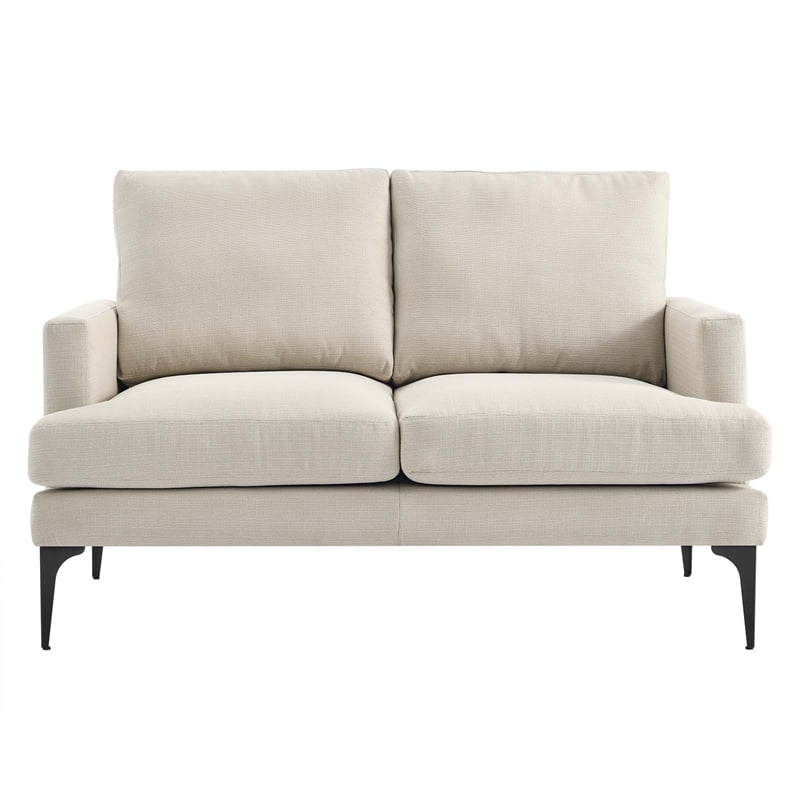 Modway Evermore Metal and Upholstered Fabric Loveseat in Beige