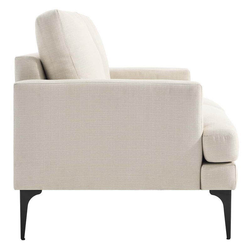 Modway Evermore Metal and Upholstered Fabric Loveseat in Beige